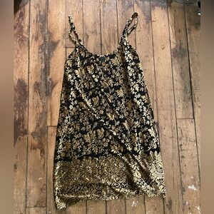 Elegant Black and Gold Floral Dress